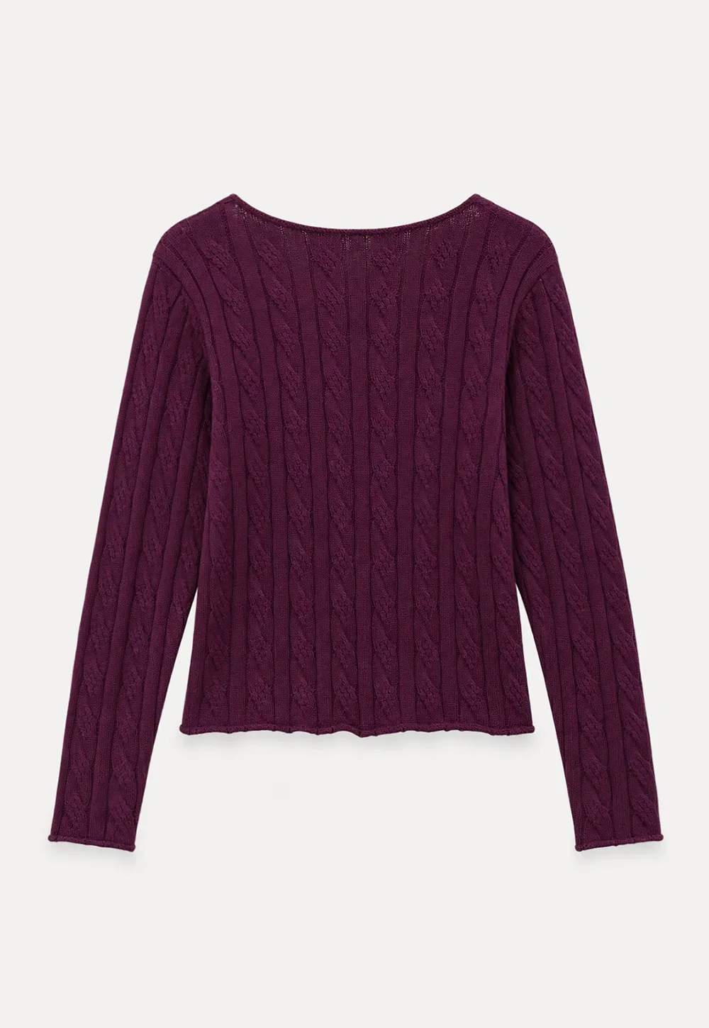 Cable Knit V Neck Long Sleeve Woolen Knit Sweater