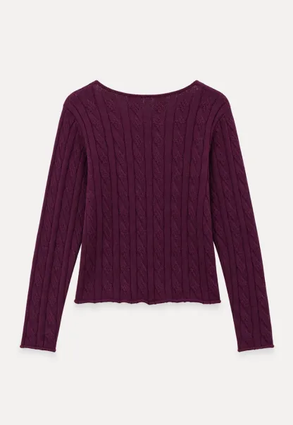 Cable Knit V Neck Long Sleeve Woolen Knit Sweater