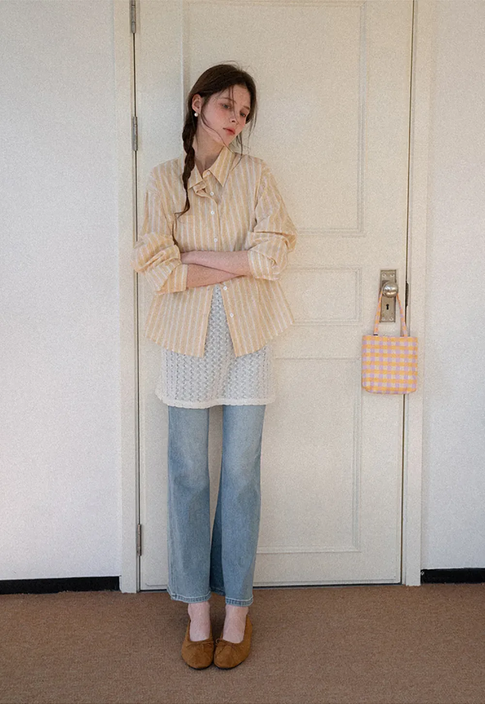 Striped Oversized Shirt with Button Detailing