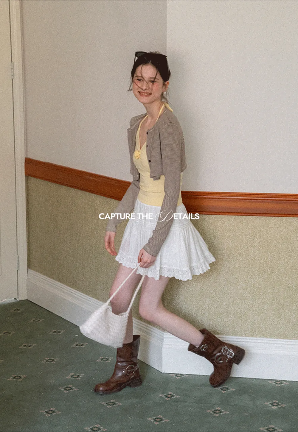 Striped cardigan with buttons and V neck tank top