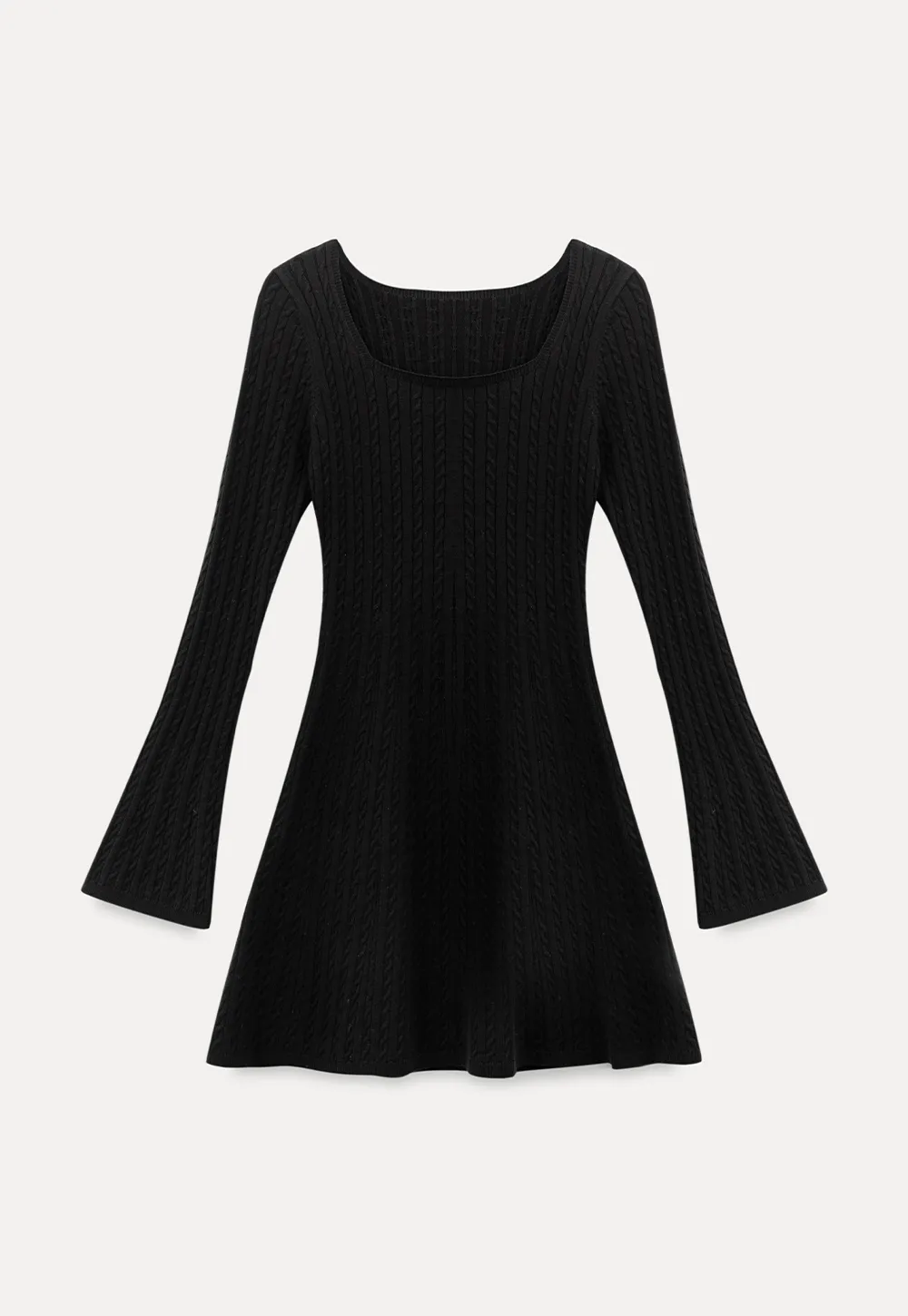Elegant Cable Knit Flare Dress