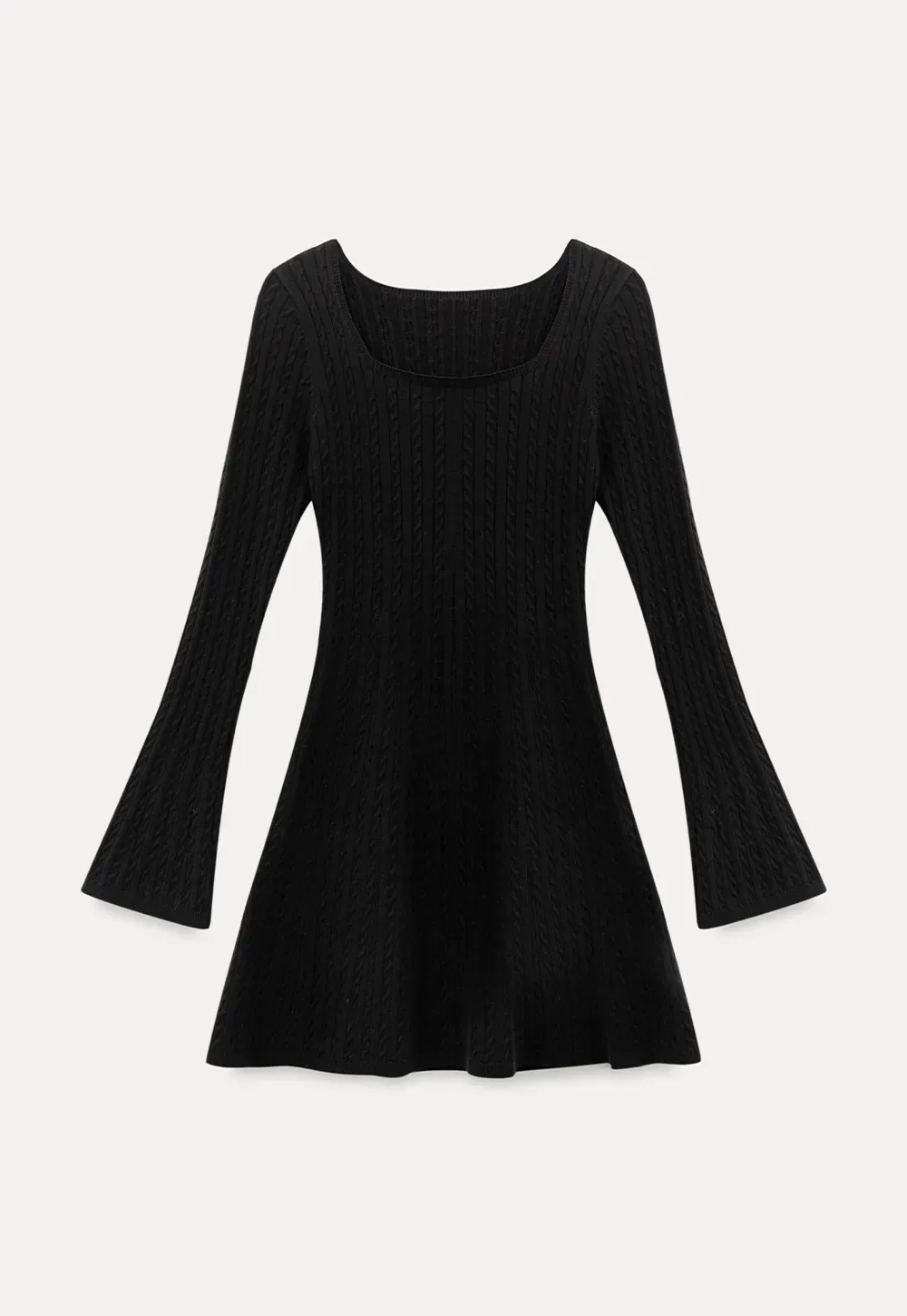 Elegant Cable Knit Flare Dress
