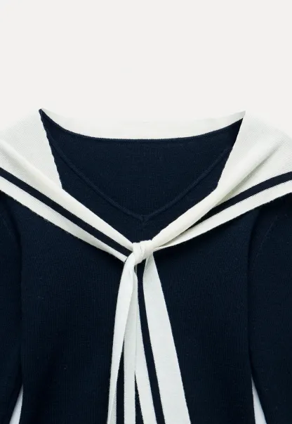 Sailor Tie Knit Long Sleeve Top