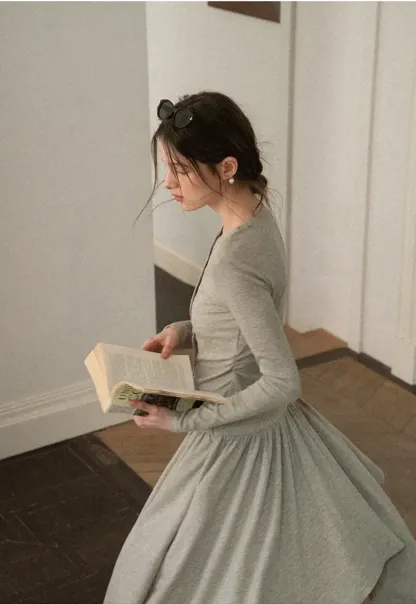 Long sleeve button front top and asymmetrical skirt