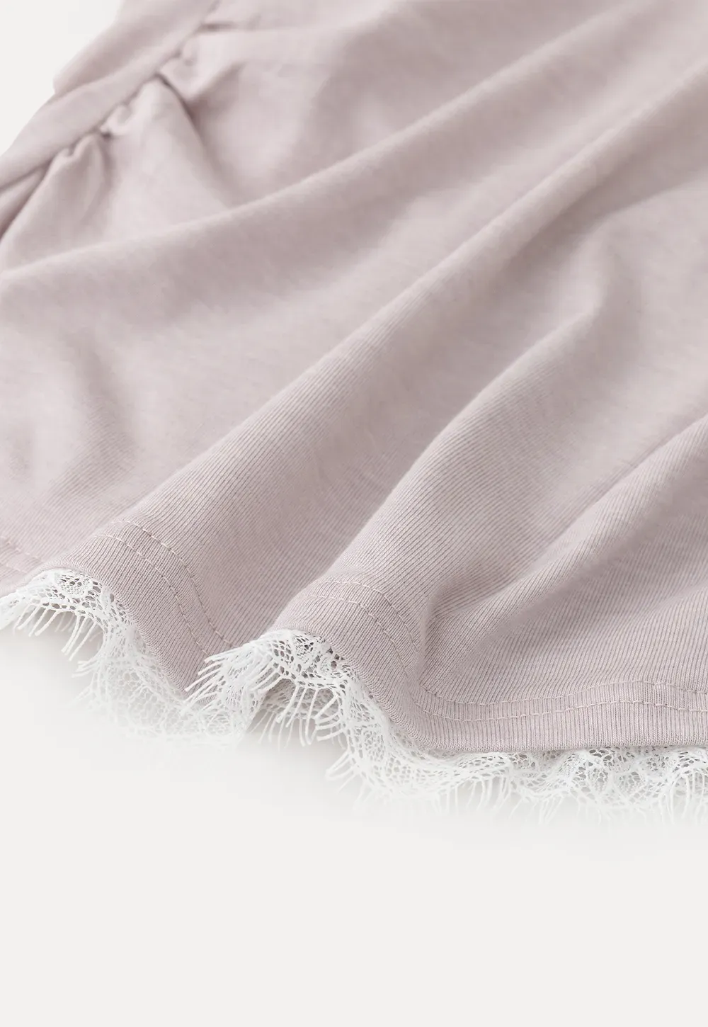 Long sleeve Henley top with lace trim