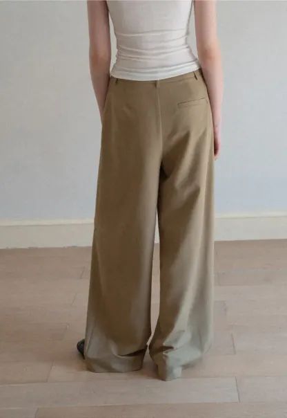 Wide leg casual pants with waist tie