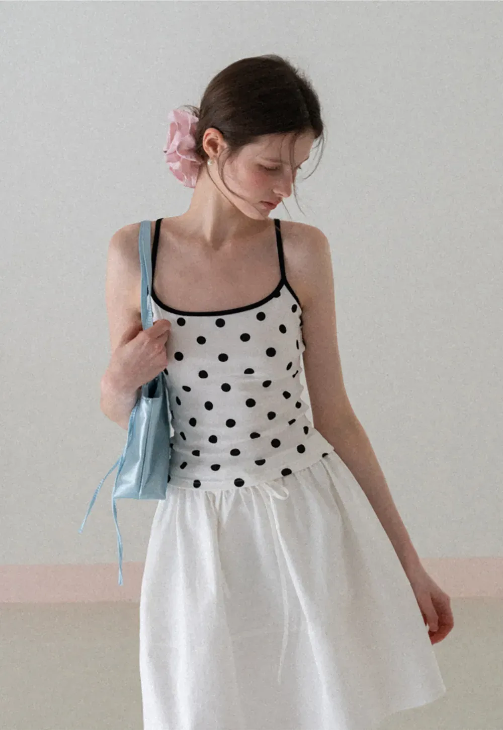 Polka Dot Tank Top with Thin Straps
