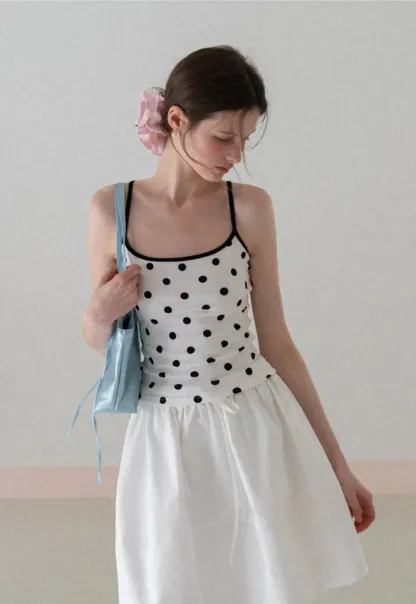 Polka Dot Tank Top with Thin Straps