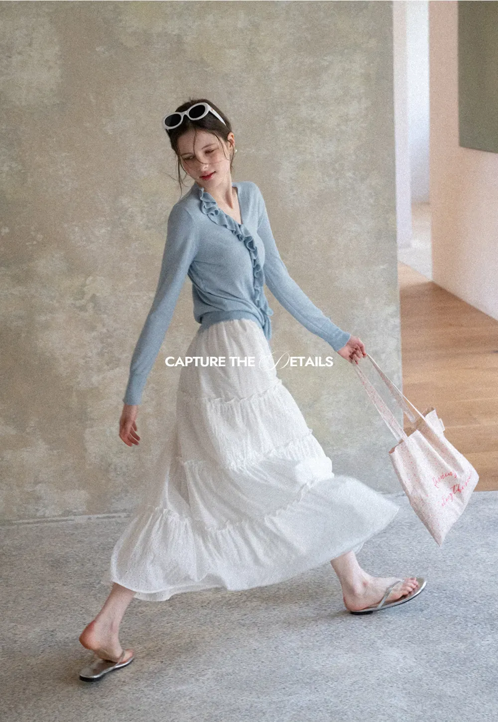 Lightweight Long Sleeve Knit Sweater with Ruffled Trim