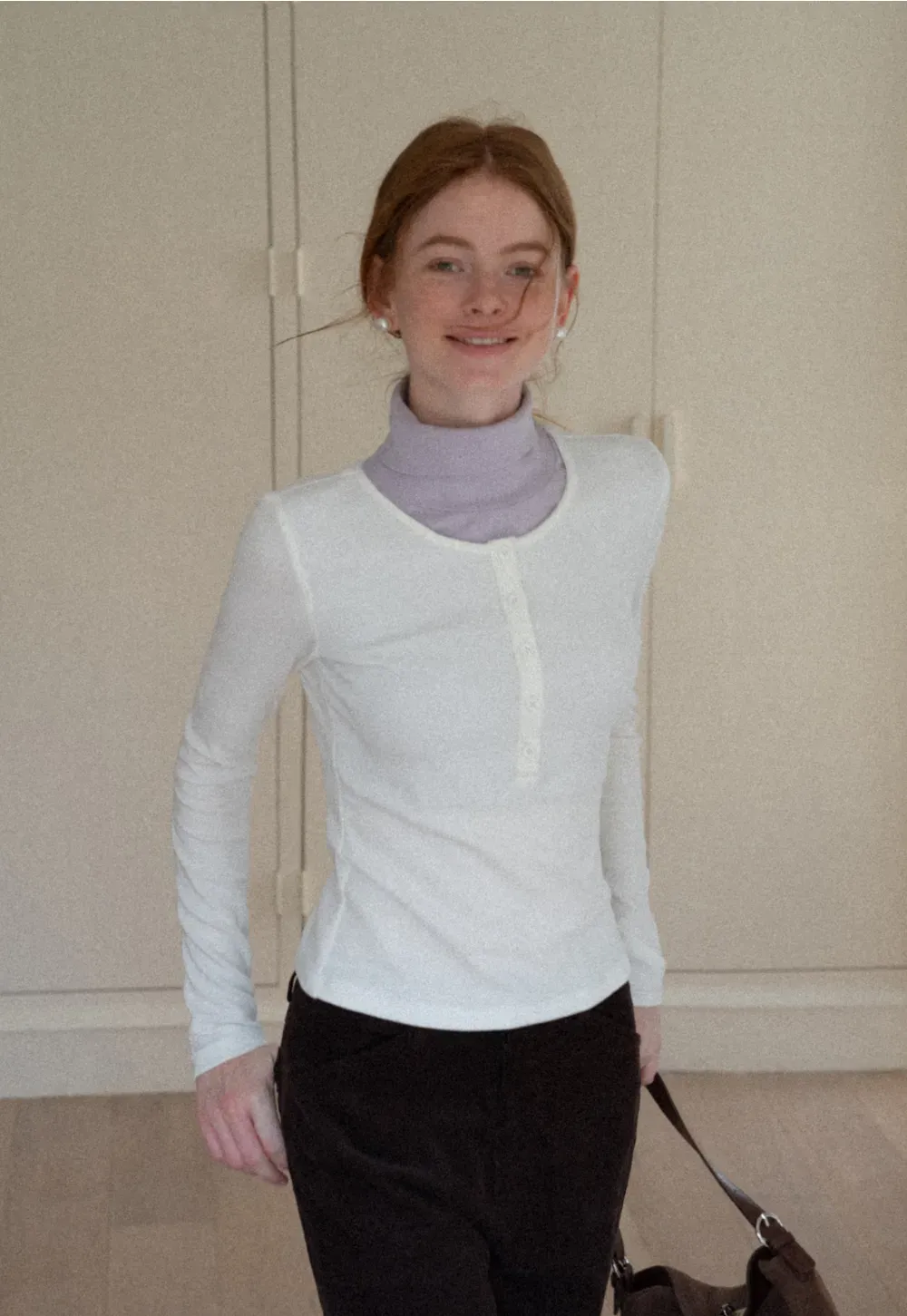 Stylish Gray Long-Sleeve Turtleneck Top