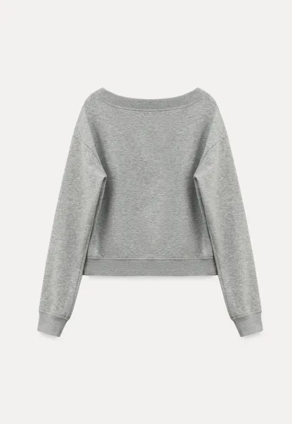 Off Shoulder Sweatshirt with Number Print