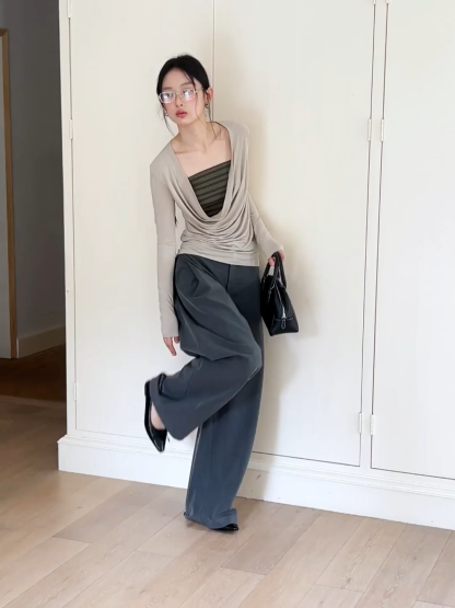 Wide Leg High Waist Casual Pants