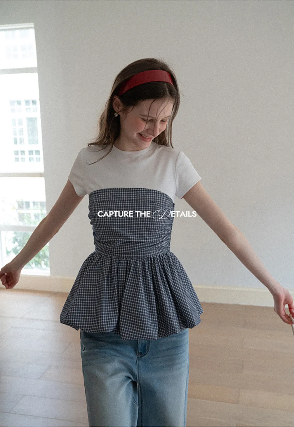 Smocked Waist Checkered Tank Top