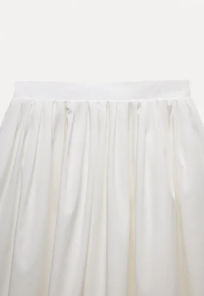 Women's High Waist A-Line Lace Hem Midi Skirt