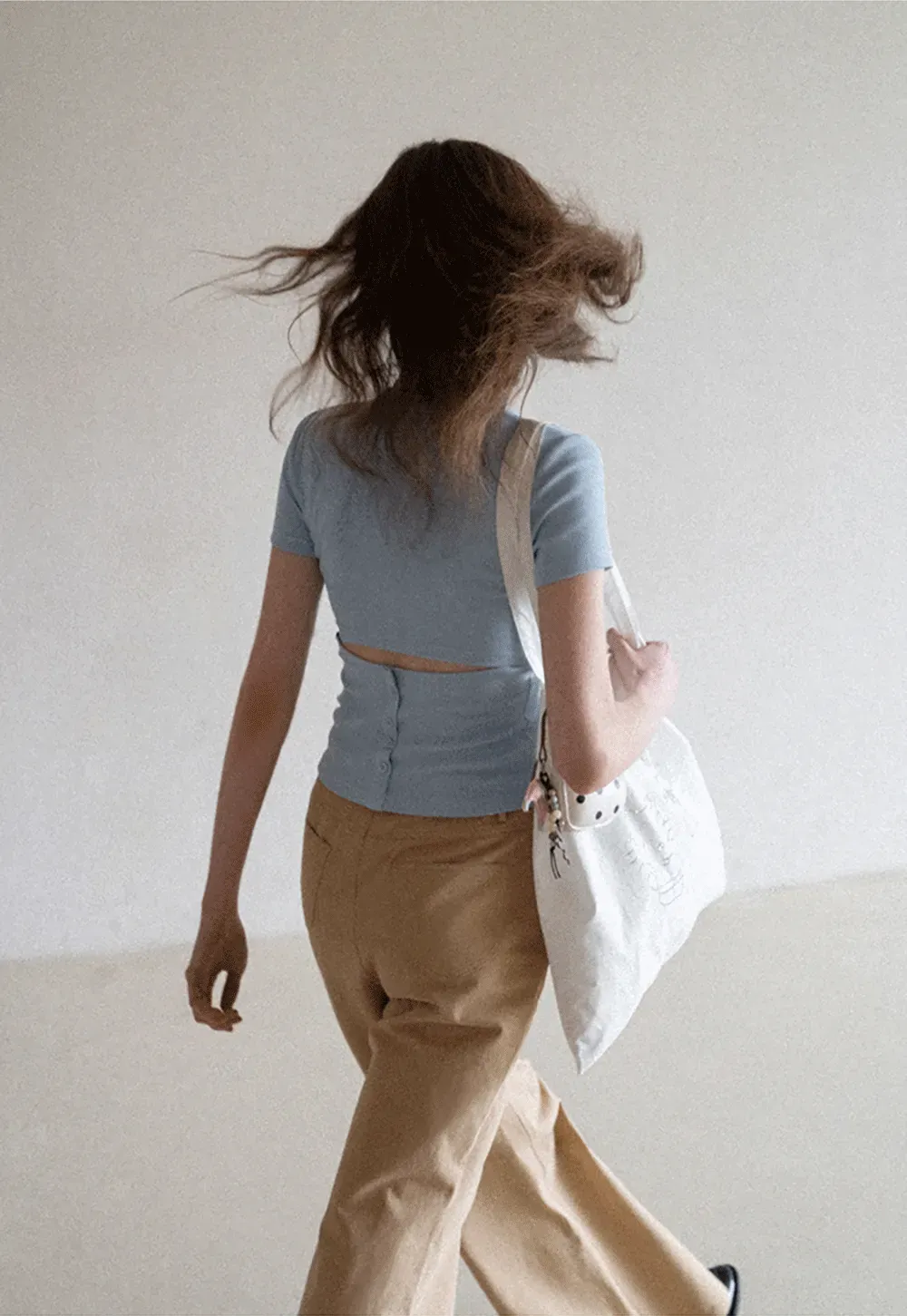 Short Sleeve Crop Top with Back Buttons