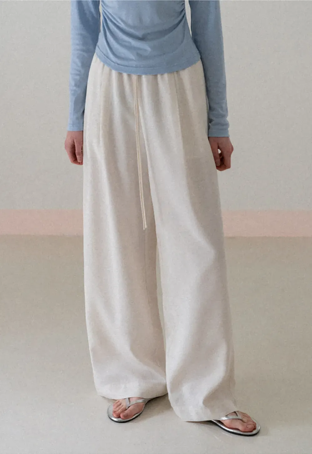 Wide Leg Drawstring Casual Pants