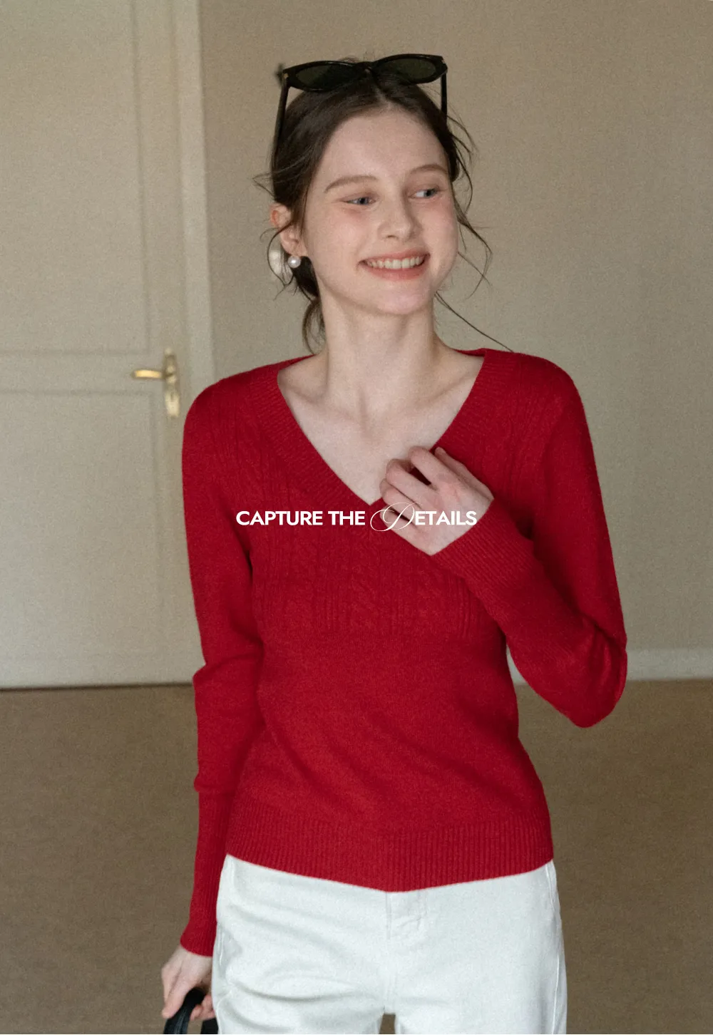 V Neck Long Sleeve Knit Sweater