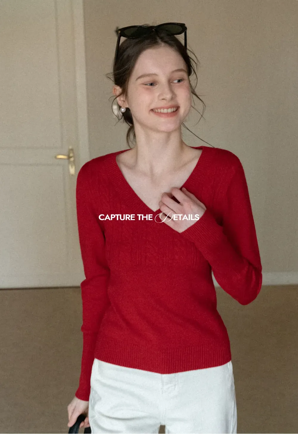 V Neck Long Sleeve Knit Sweater