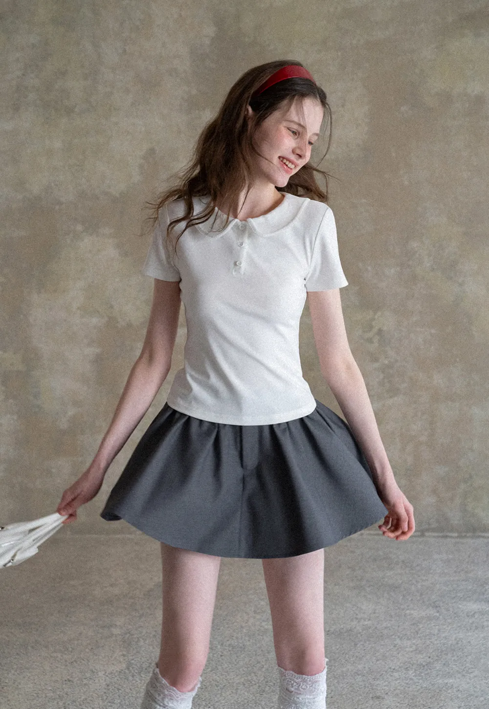 Short Sleeve Collared Button Front T Shirt