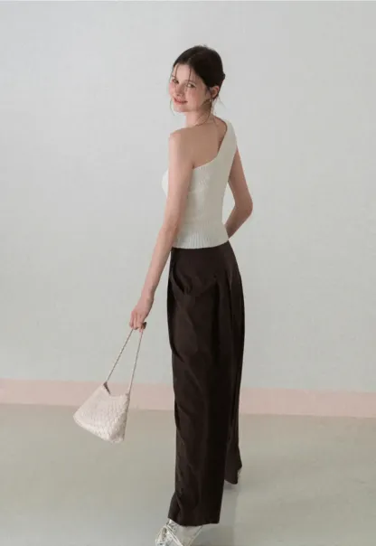 Asymmetrical Ribbed Knit Sleeveless Top