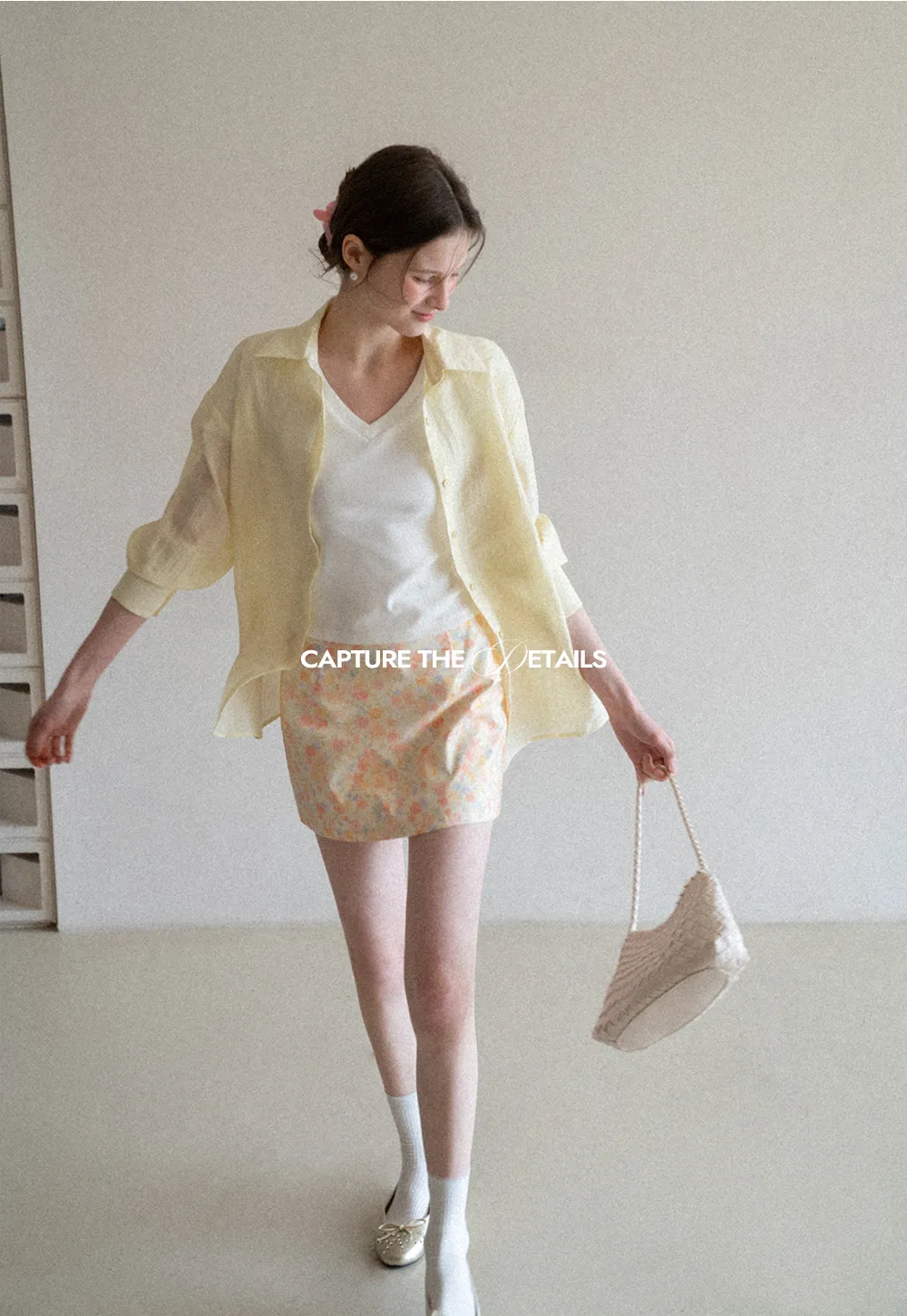 Lightweight Button Up Shirt with V Neck and Long Sleeves