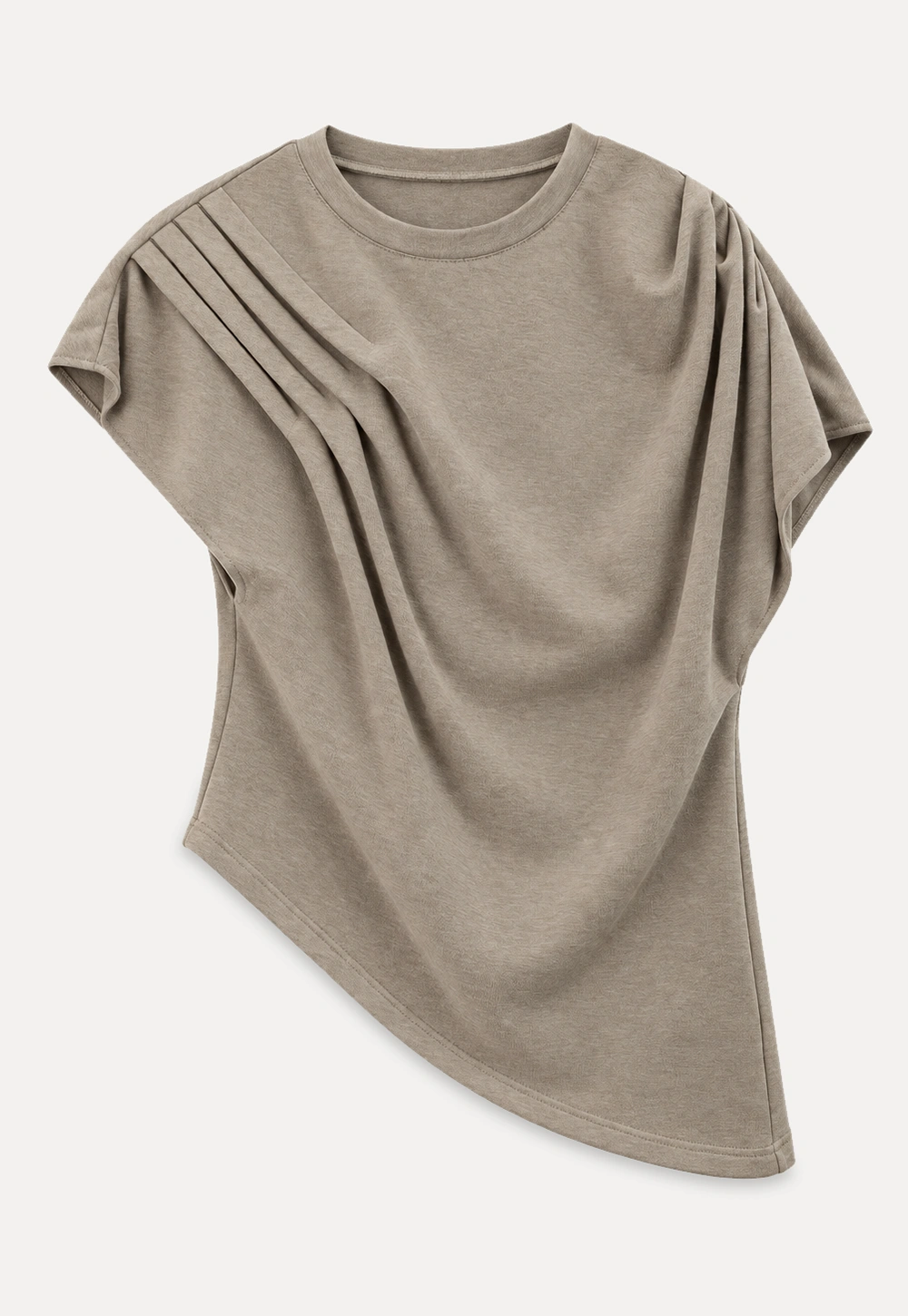 Asymmetrical Draped High Neck Long Sleeve Top