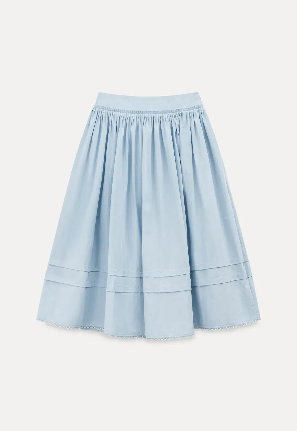 Lightweight pleated midi skirt with elastic waist