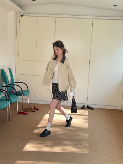 Plaid Skirt with Flowy Hem Design