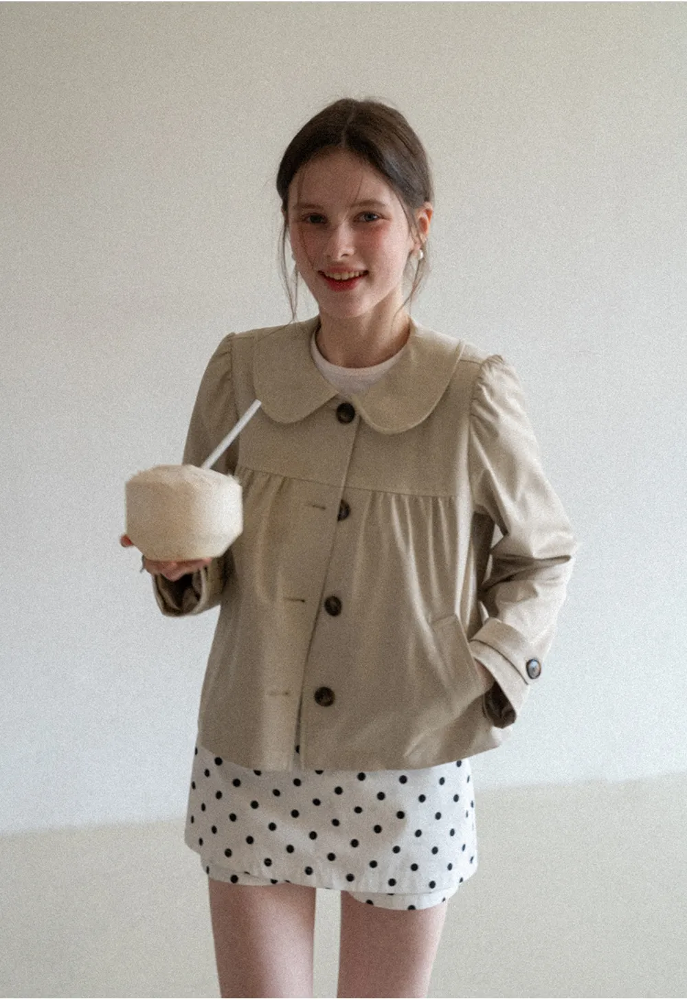 Short Jacket with Peter Pan Collar and Buttons