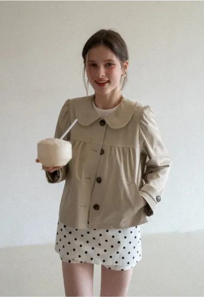 Short Jacket with Peter Pan Collar and Buttons