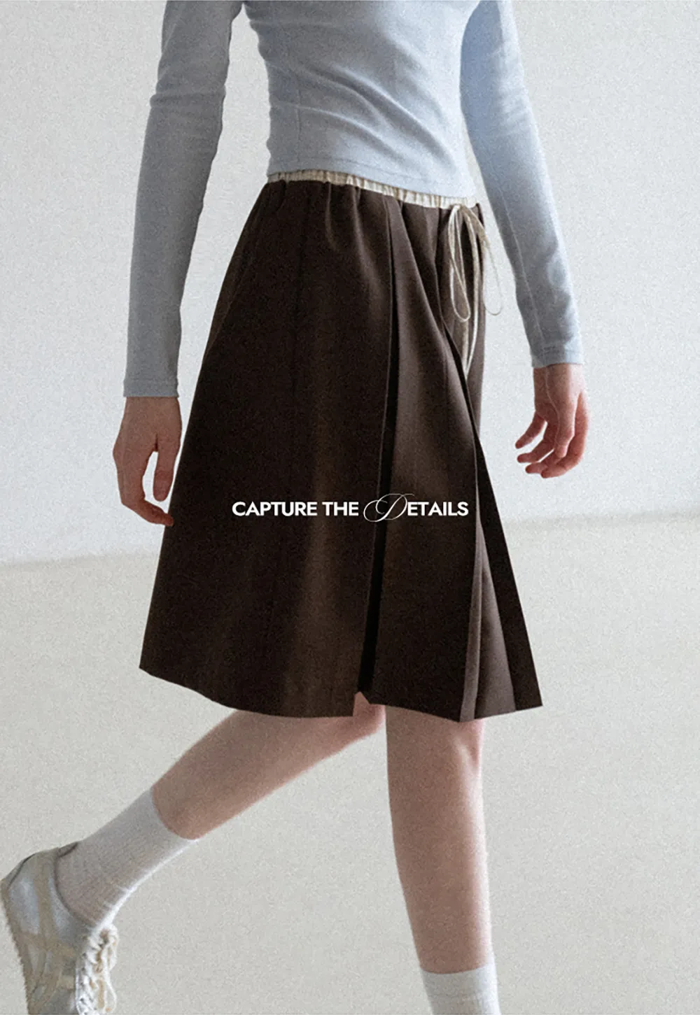 Pleated Drawstring Waist Skirt