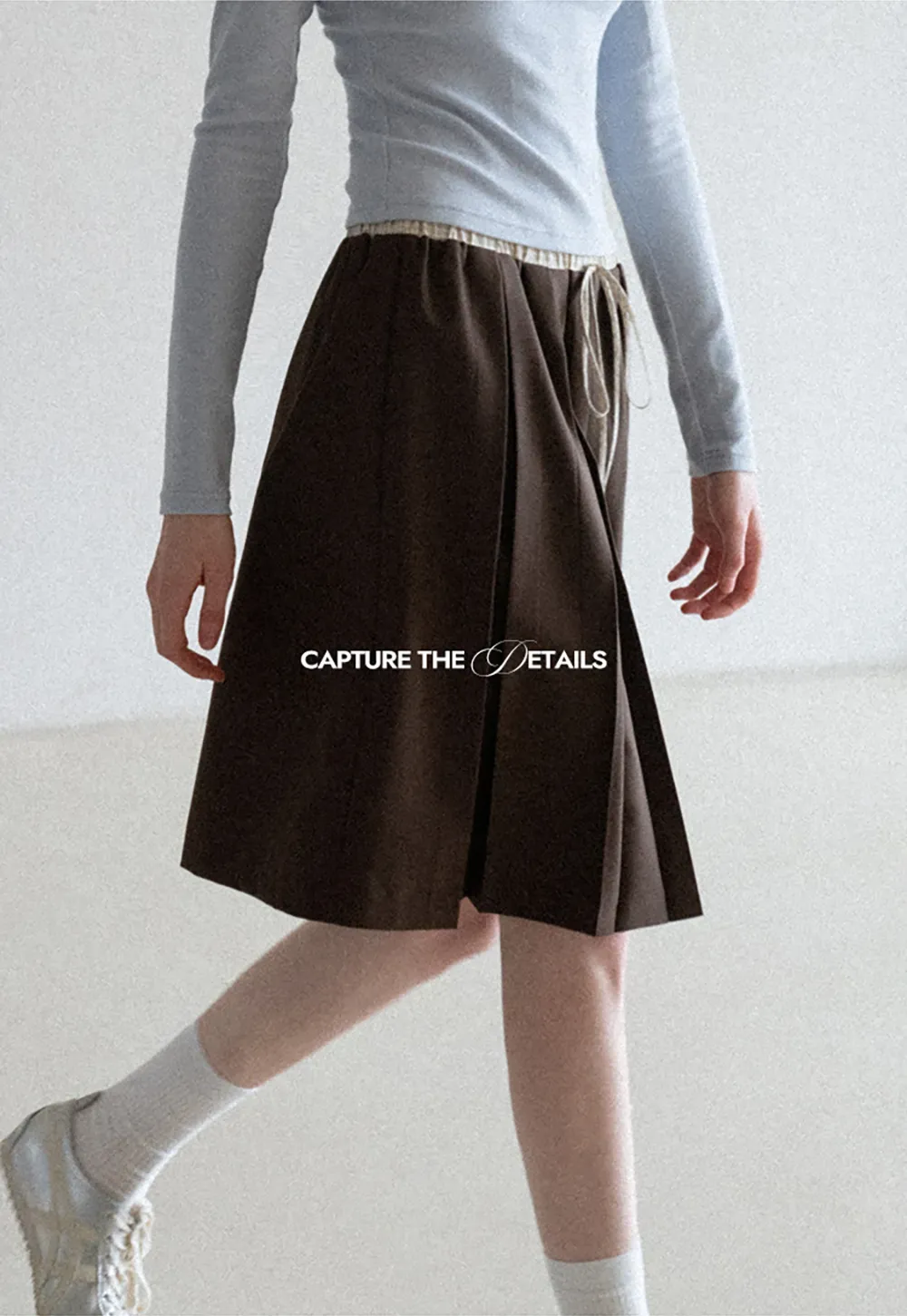 Pleated Drawstring Waist Skirt