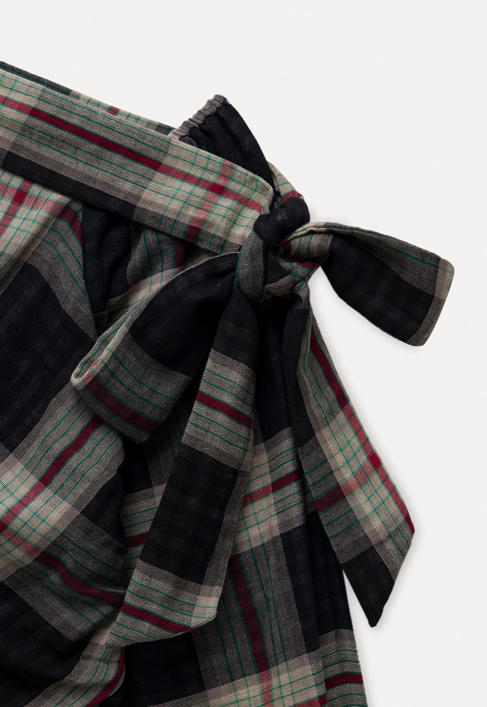 Womens Plaid Off Shoulder Tie Blouse