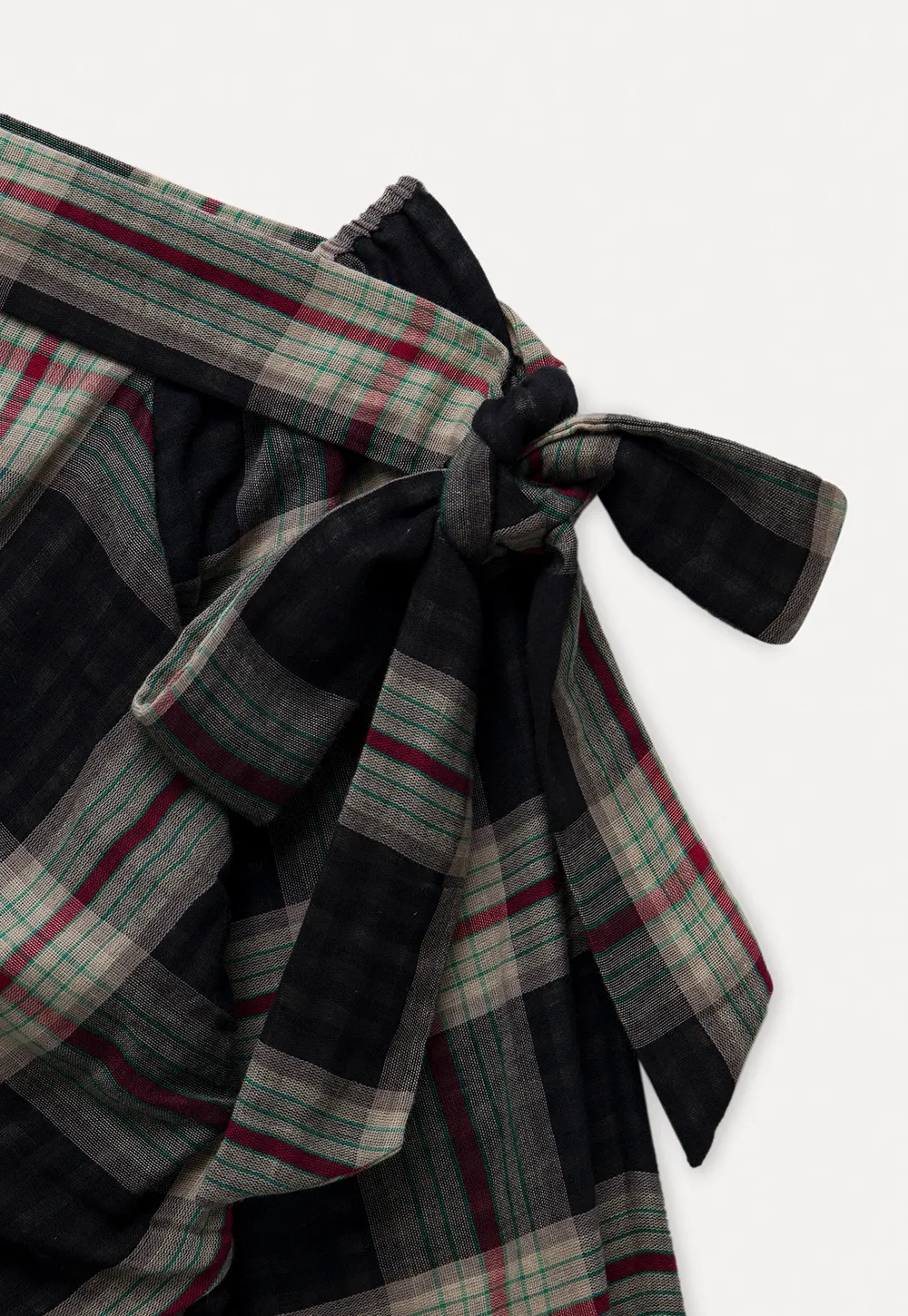 Womens Plaid Off Shoulder Tie Blouse