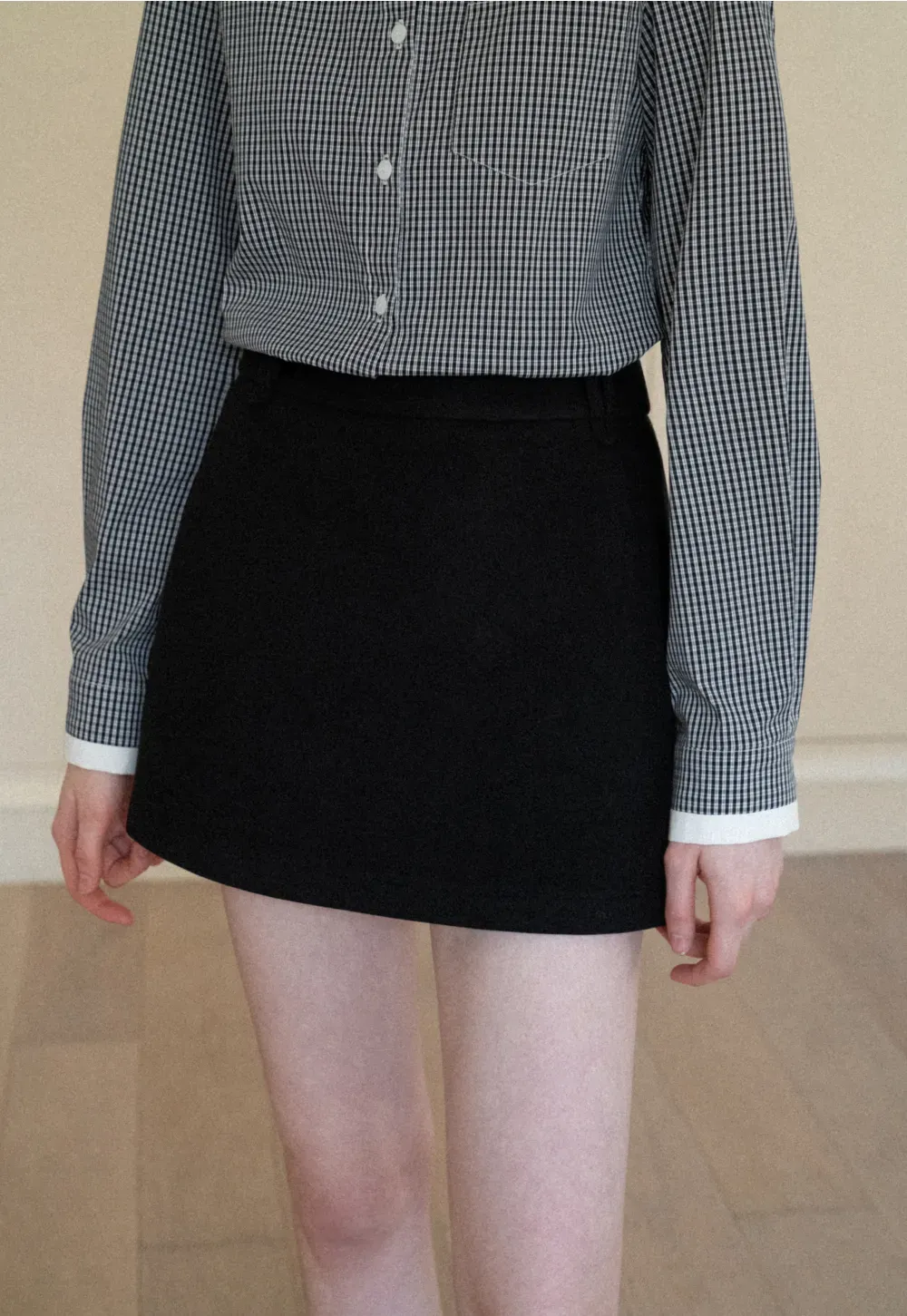 Elegant High Waist Mini Skirt with Belt Detail