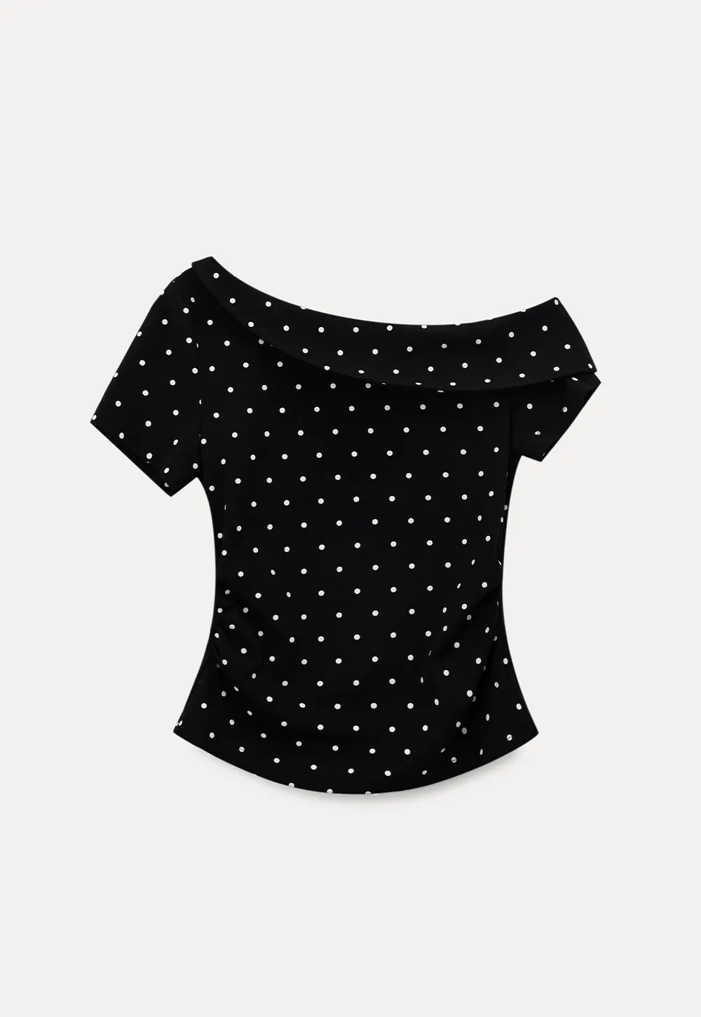 Polka dot off shoulder short sleeve tops