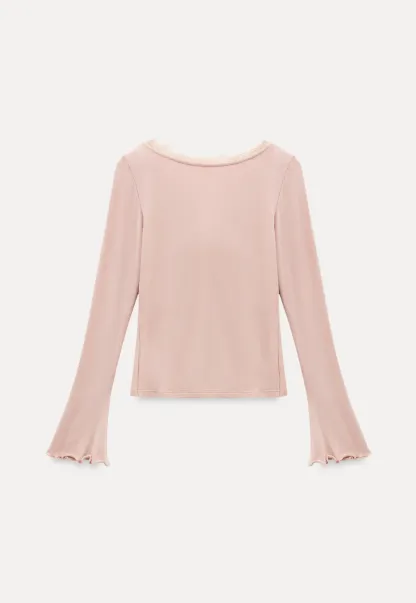 Elegant V Neck Long Sleeve Top with Bow Detail