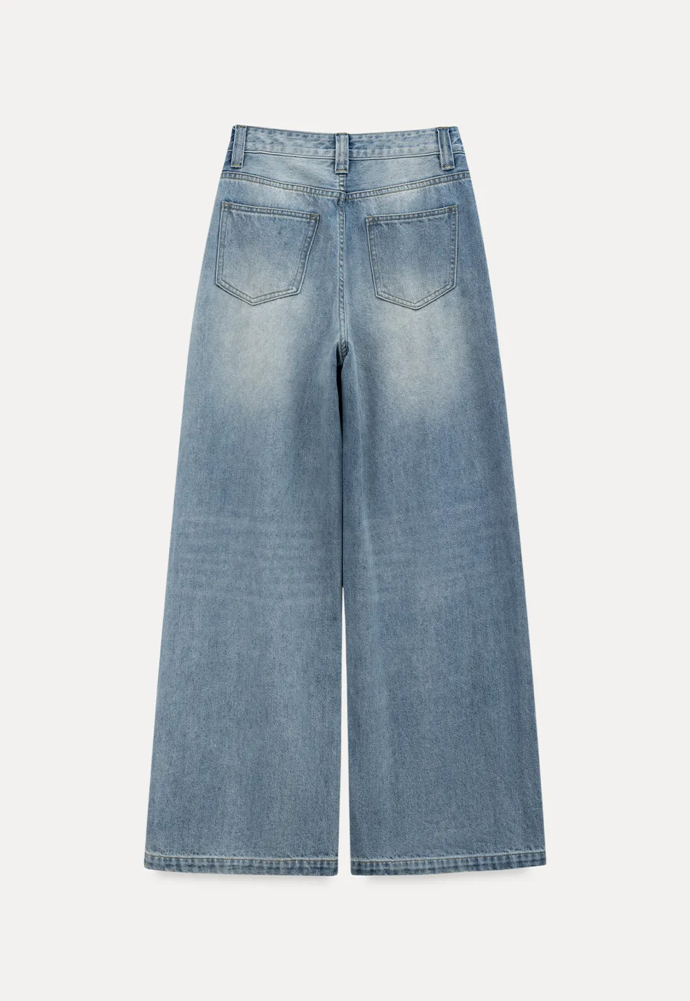Wide leg high waist denim jeans with belt