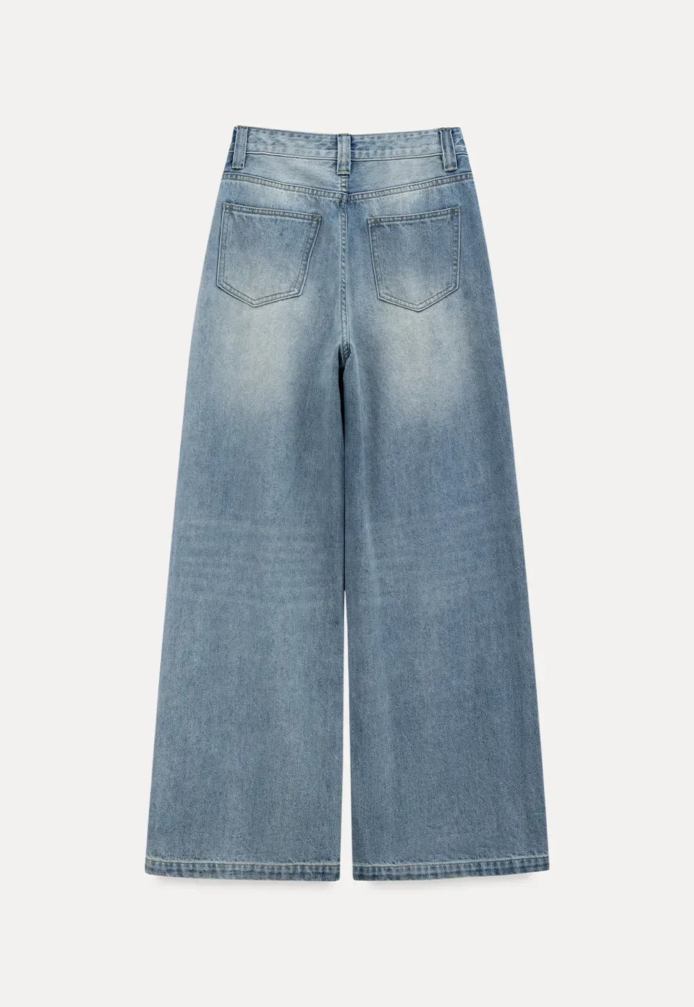 Wide leg high waist denim jeans with belt