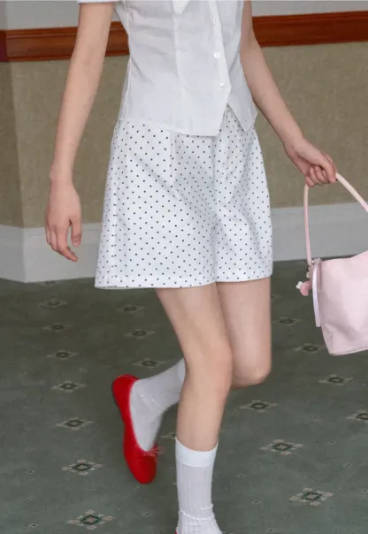Polka Dot Shorts with Pleated Design