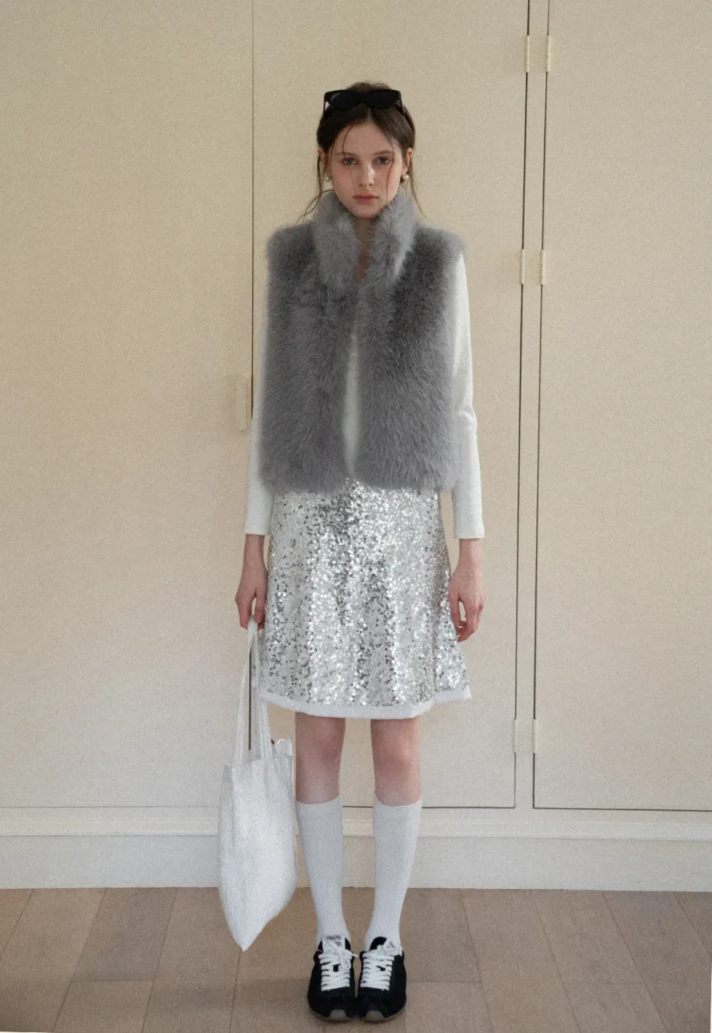 Fur Vest with High Collar Design