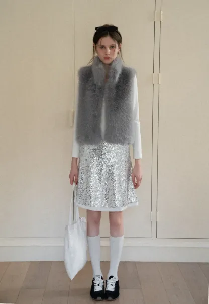 Fur Vest with High Collar Design