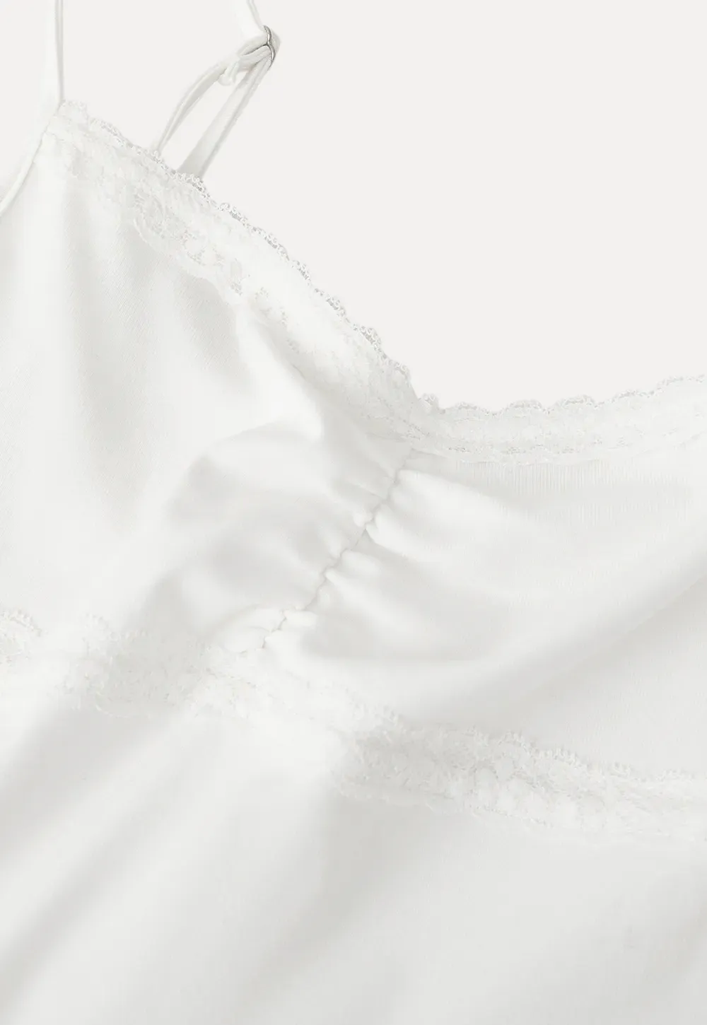 Lace Trimmed Peplum Tank Top with Thin Straps