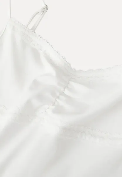 Lace Trimmed Peplum Tank Top with Thin Straps