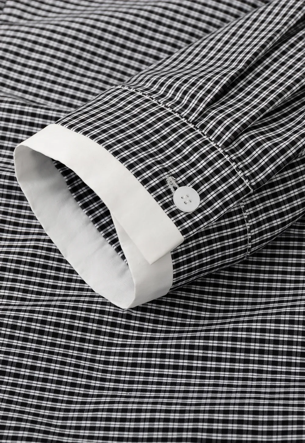 Peplum Gingham Collar Shirt with Flared Hem