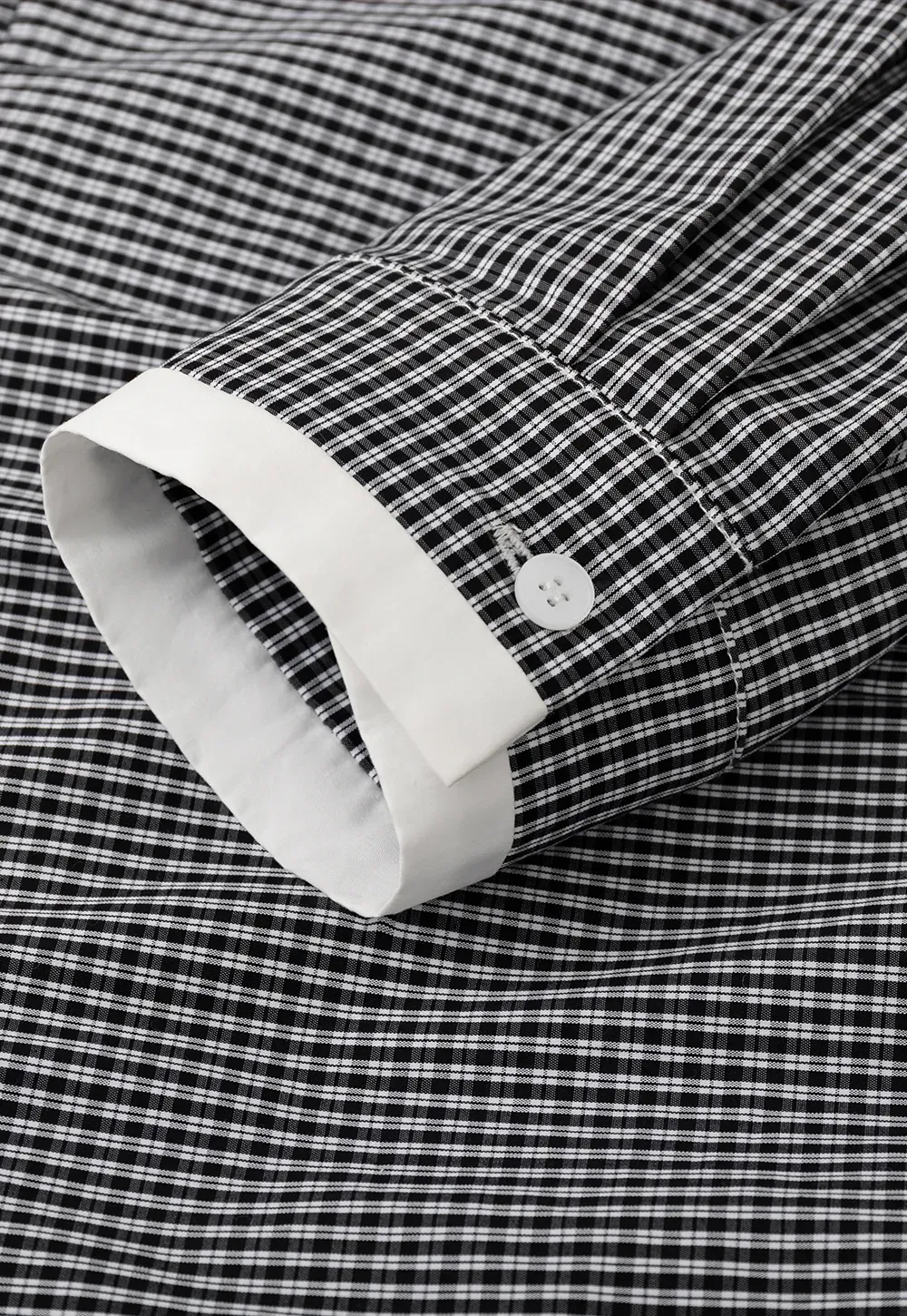 Peplum Gingham Collar Shirt with Flared Hem