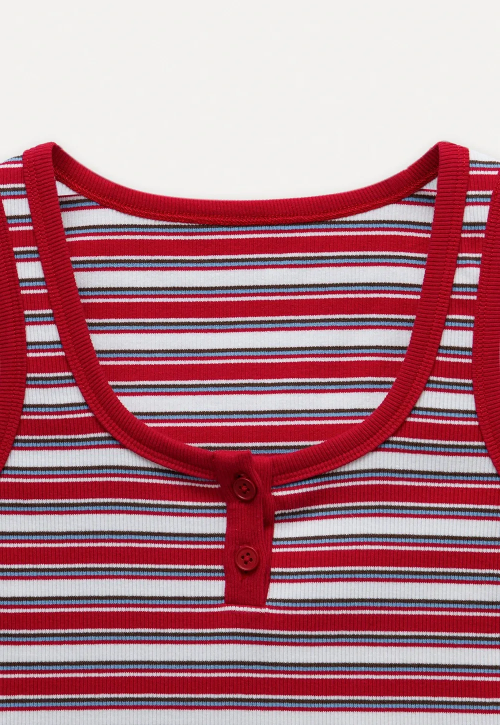 Women’s Striped Ribbed Henley Tank