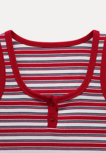 Women’s Striped Ribbed Henley Tank
