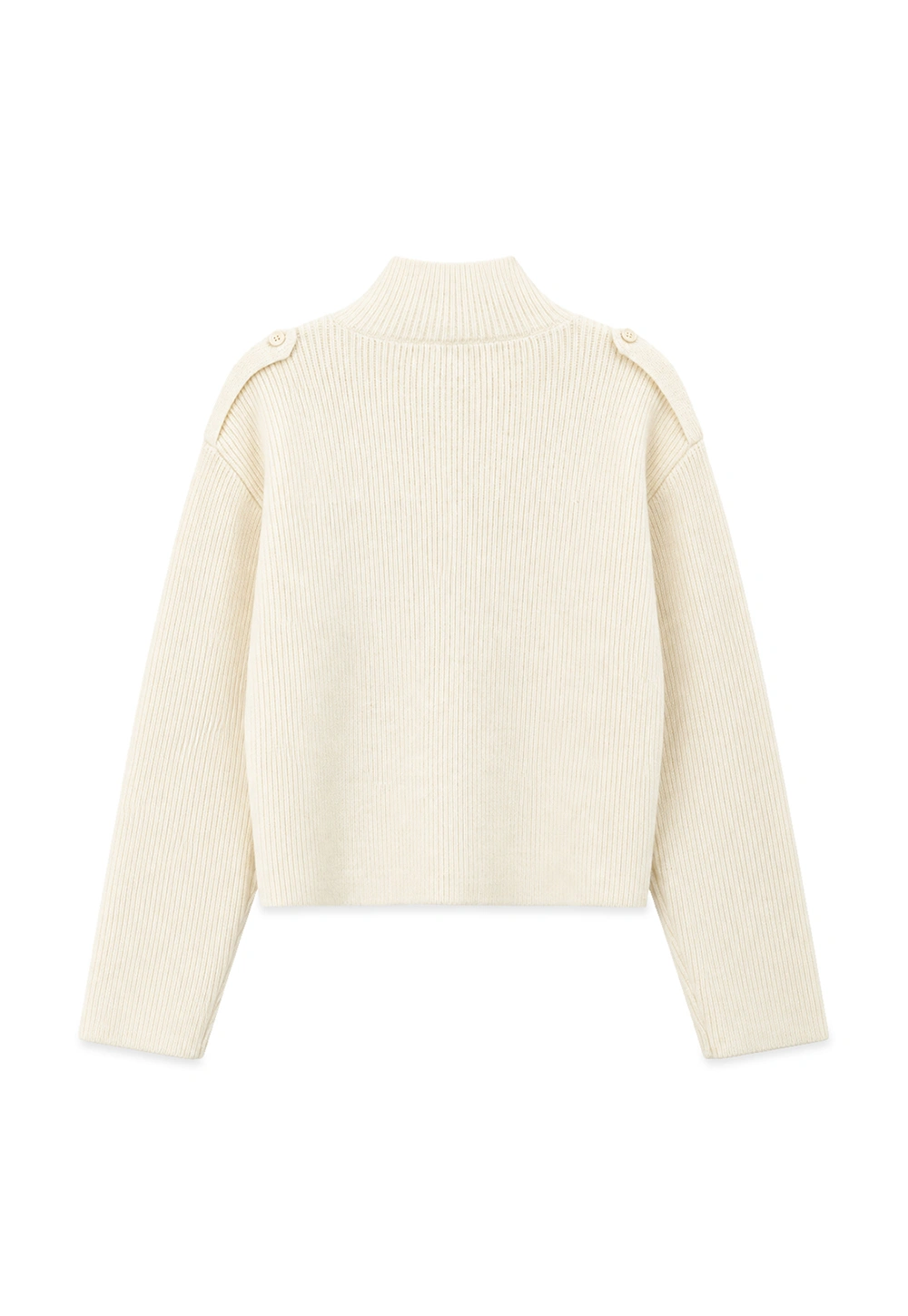 Cropped High Neck Button Front Knit Sweater