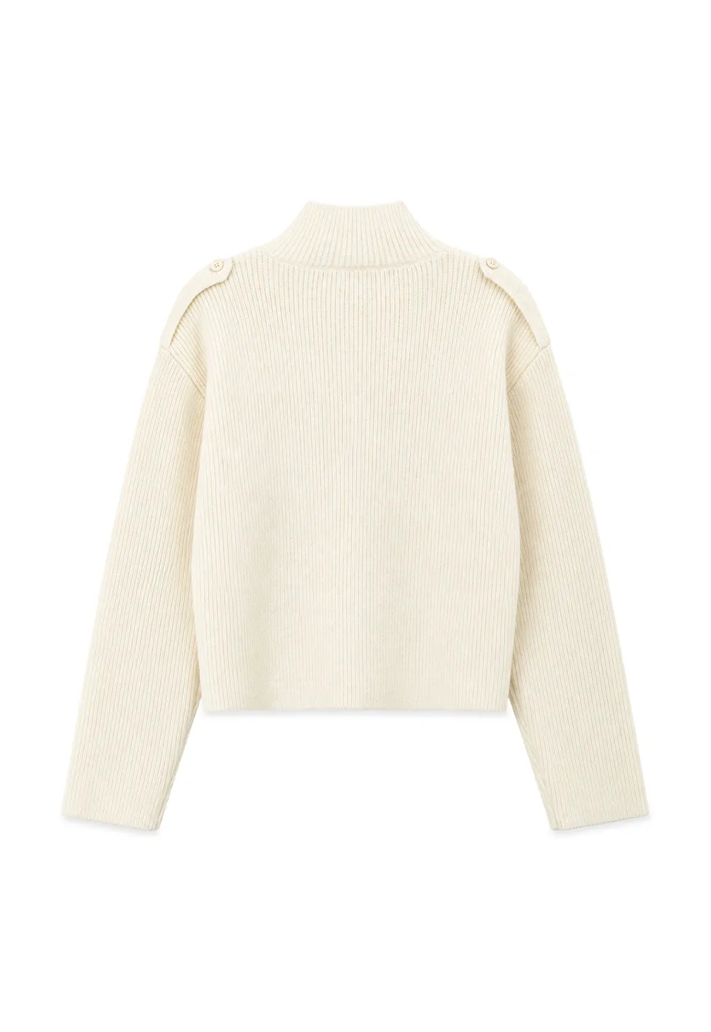 Cropped High Neck Button Front Knit Sweater
